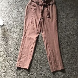 Brown Relaxed Fit Knit Trousers with Drawstring Waist